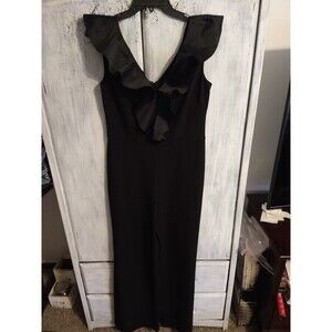 Lauren Ralph Lauren wide leg ruffled v-neck sleeveless black Romper Size 6 Boho